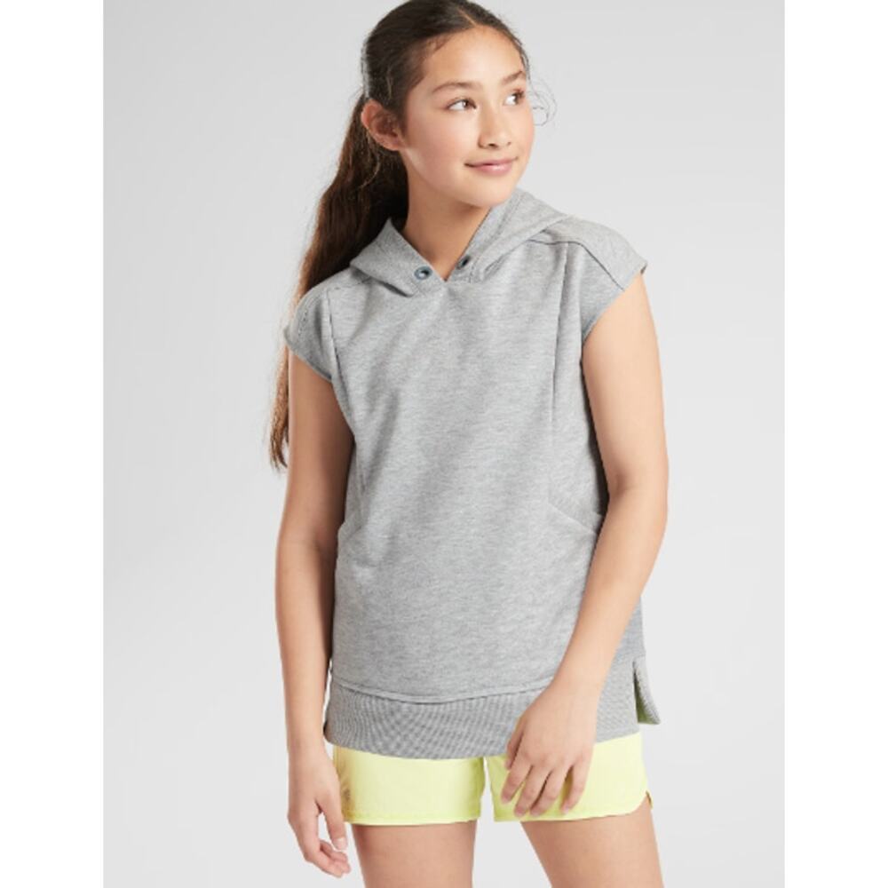 Athleta Girl Gray Heathered In It To Win It Sleeveless Hoodie Girls Large / 12